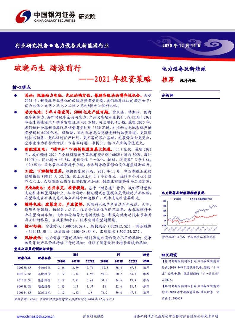 电力设备及新能源行业2021年投资策略：破晓而生，踏浪前行-2020201214.pdf 第1页