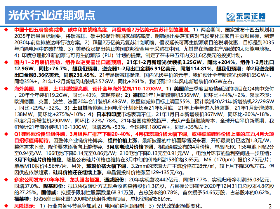 光伏行业：玻璃降价或提振光伏需求，碳减排趋势确定-210420.pdf 第2页