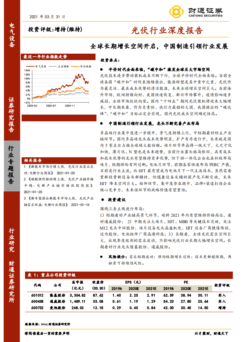 光伏行业深度报告：全球长期增长空间开启，中国制造引领行业发展-210331.pdf 第1页