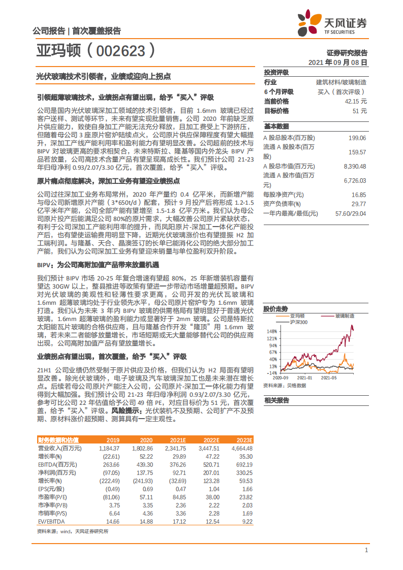 亚玛顿-光伏玻璃技术引领者，业绩或迎向上拐点-210908.pdf 第1页