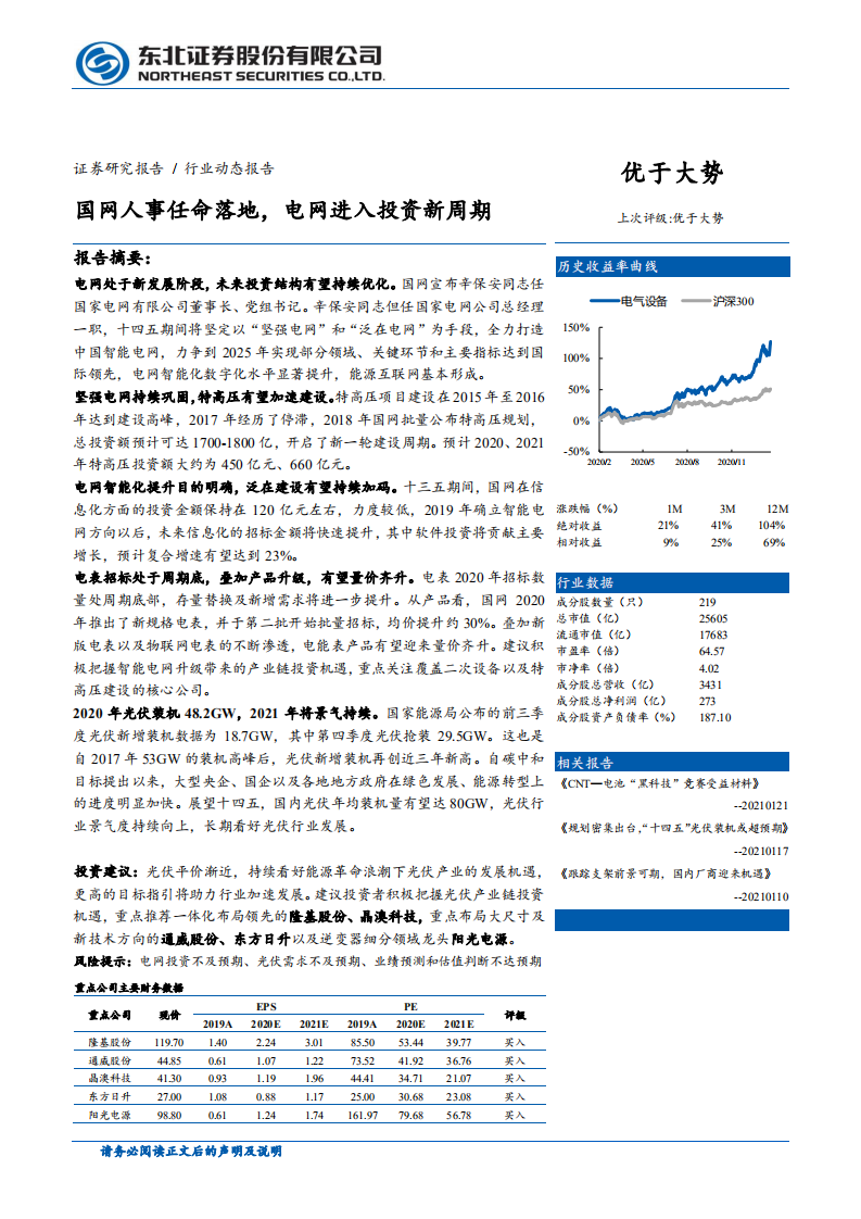 电气设备行业：国网人事任命落地，电网进入投资新周期-210125.pdf 第1页