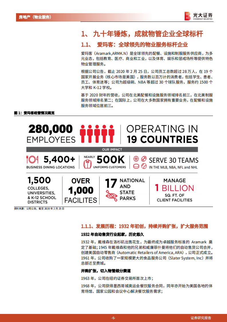 物业服务行业国际巨头对标系列专题研究报告（一）：透视爱玛客（ARMK.N），全球标杆服务公司九十年发展之路-210928.pdf 第6页