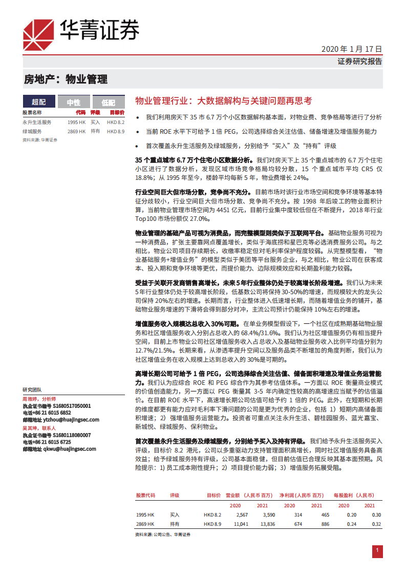 物业管理行业：大数据解构与关键问题再思考-200117.pdf 第1页