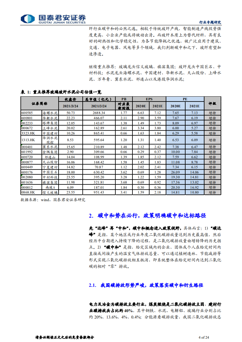 建材行业&ldquo;碳中和&rdquo;系列专题之二：建材弹性测算与碳中和路径推演-210328.pdf 第4页