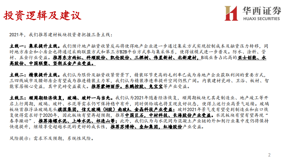 建材行业2021年资本市场峰会：分论坛行业策略报告，集采和精装趋势未变，龙头春天延续-20201112.pdf 第2页