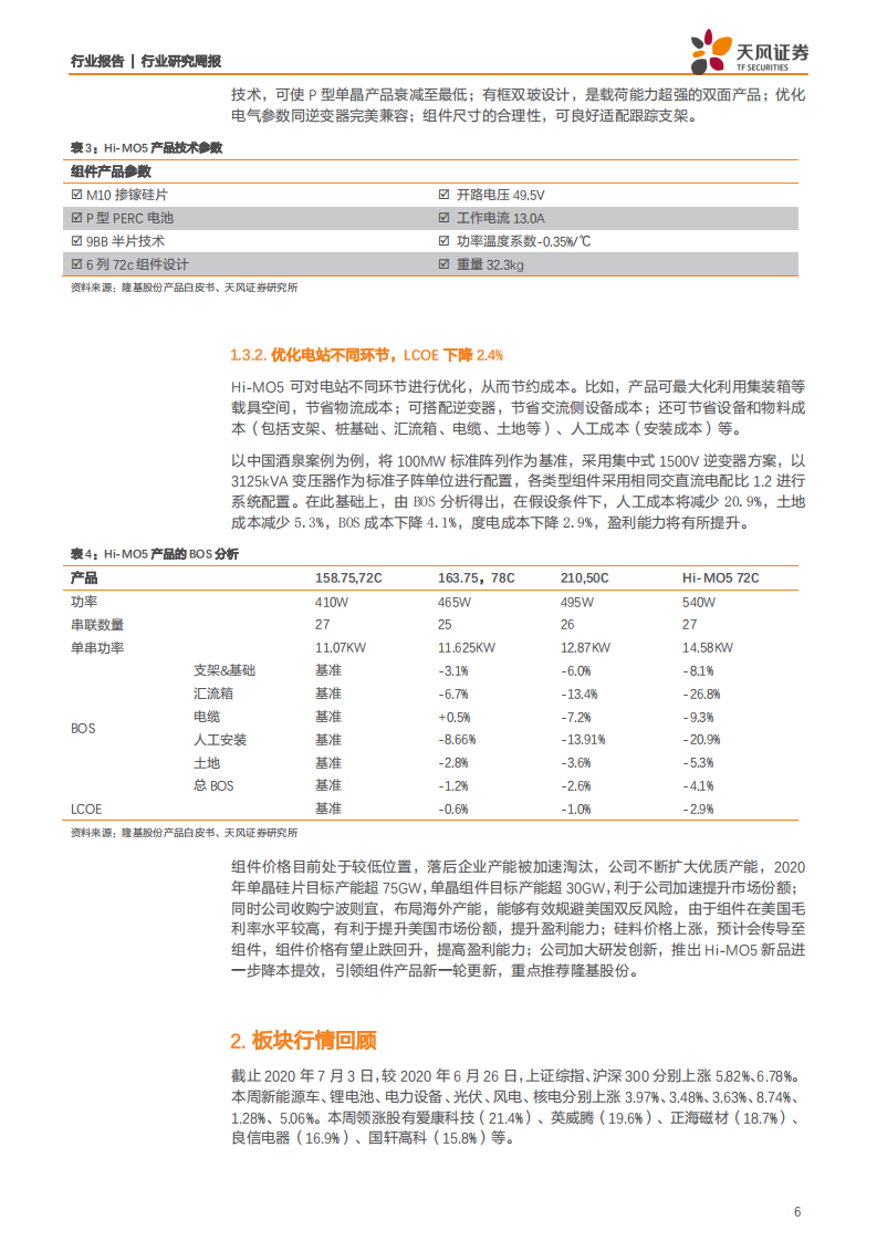 电气设备行业：硅料供应缩紧价格回升，隆基推出Hi~MO5高效组件-20200706.pdf 第6页