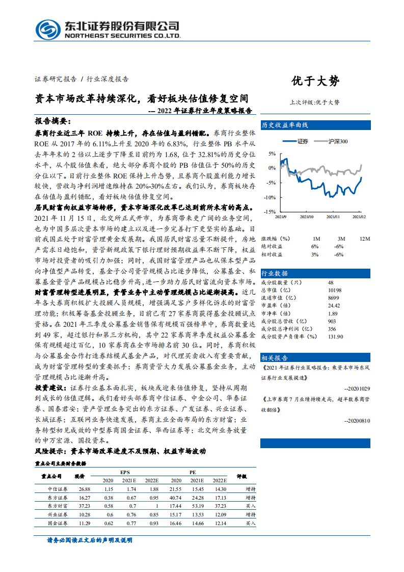 2022年证券行业年度策略报告：资本市场改革持续深化，看好板块估值修复空间-211209.pdf 第1页