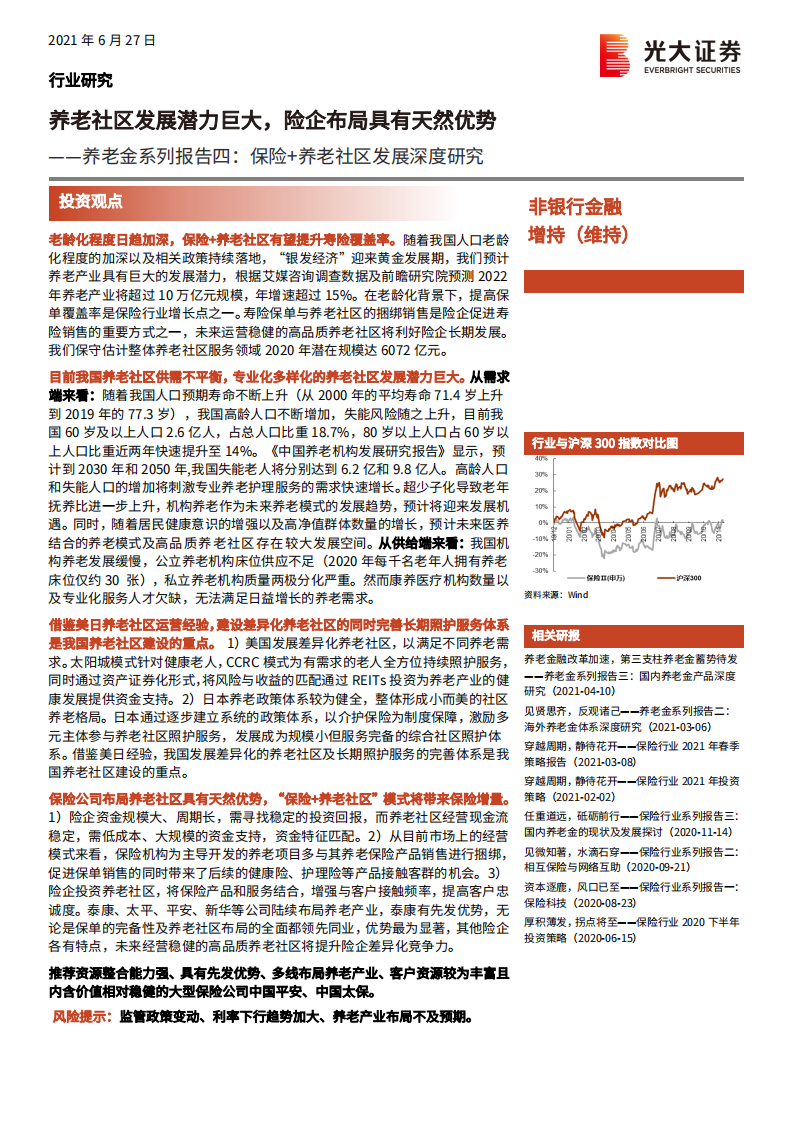保险+养老社区发展深度研究，养老社区发展潜力巨大，险企布局具有天然优势.pdf 第1页