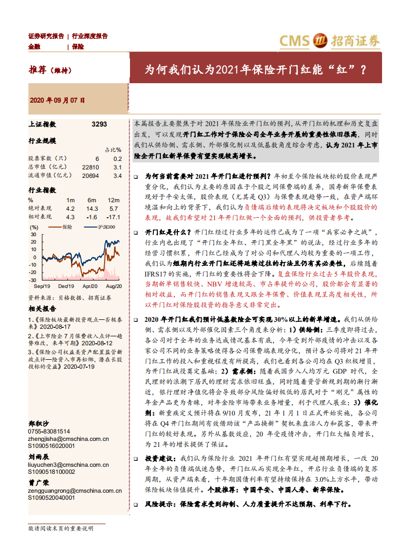 保险行业深度报告：为何我们认为2021年保险开门红能&ldquo;红&rdquo;？-20200907.pdf 第1页
