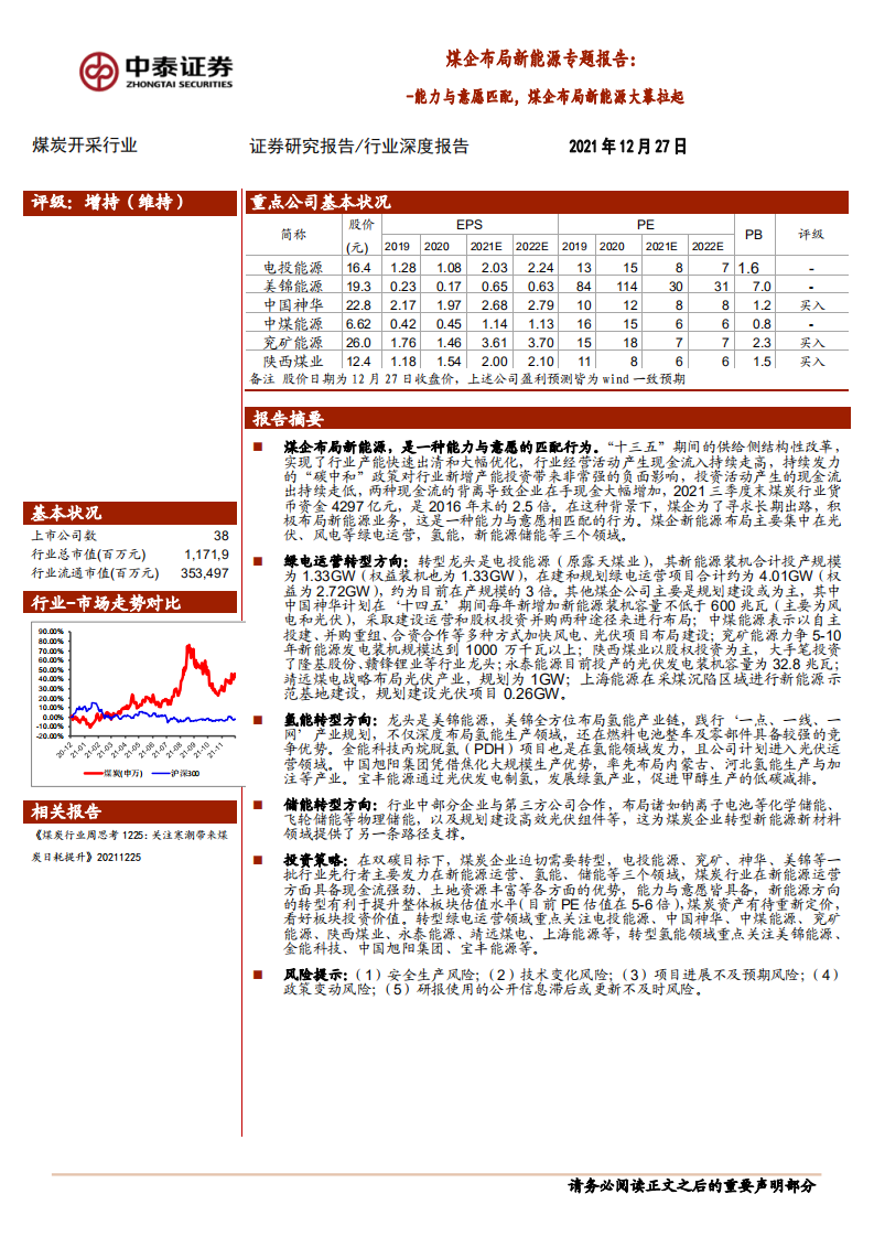 煤炭开采行业煤企布局新能源专题报告：能力与意愿匹配，煤企布局新能源大幕拉起-211227.pdf 第1页