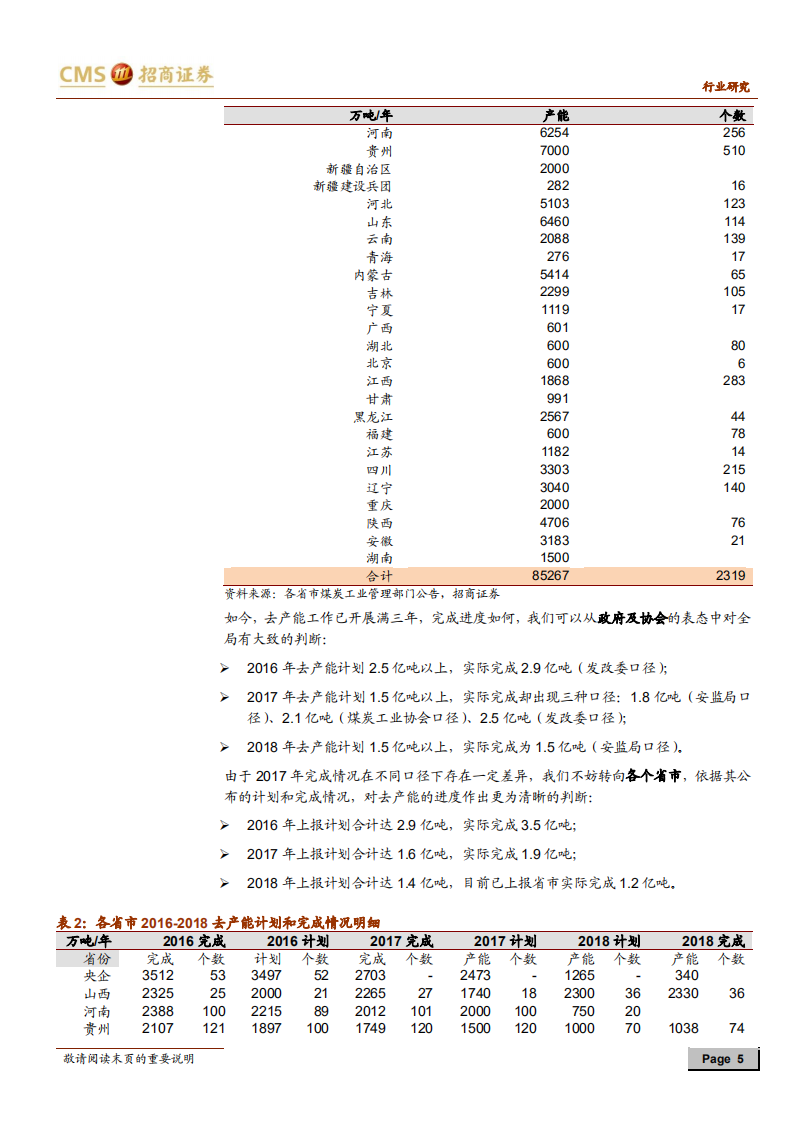 煤炭行业供给专题报告：去产能进度超八成，新增产能促供需回归合理.pdf 第5页
