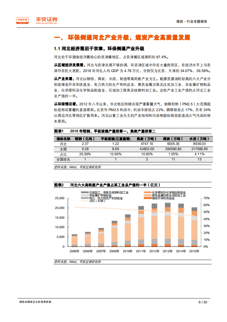 煤炭行业区域专题报告~河北篇：以焦煤为主，支持钢铁产业；拥两大集团，煤炭主业改善-190801.pdf 第6页
