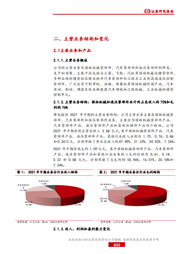 锋龙股份-中国制造之先进制造，机械基础件，锋龙股份，园林机械配件行业领导者，汽车零配件和液压元件加速公司成长-210901.pdf 第5页