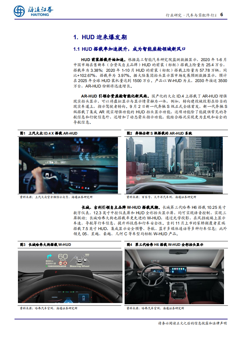汽车与零配件行业软件定义汽车专题二：智能座舱，HUD迎来爆发期-20210101.pdf 第6页