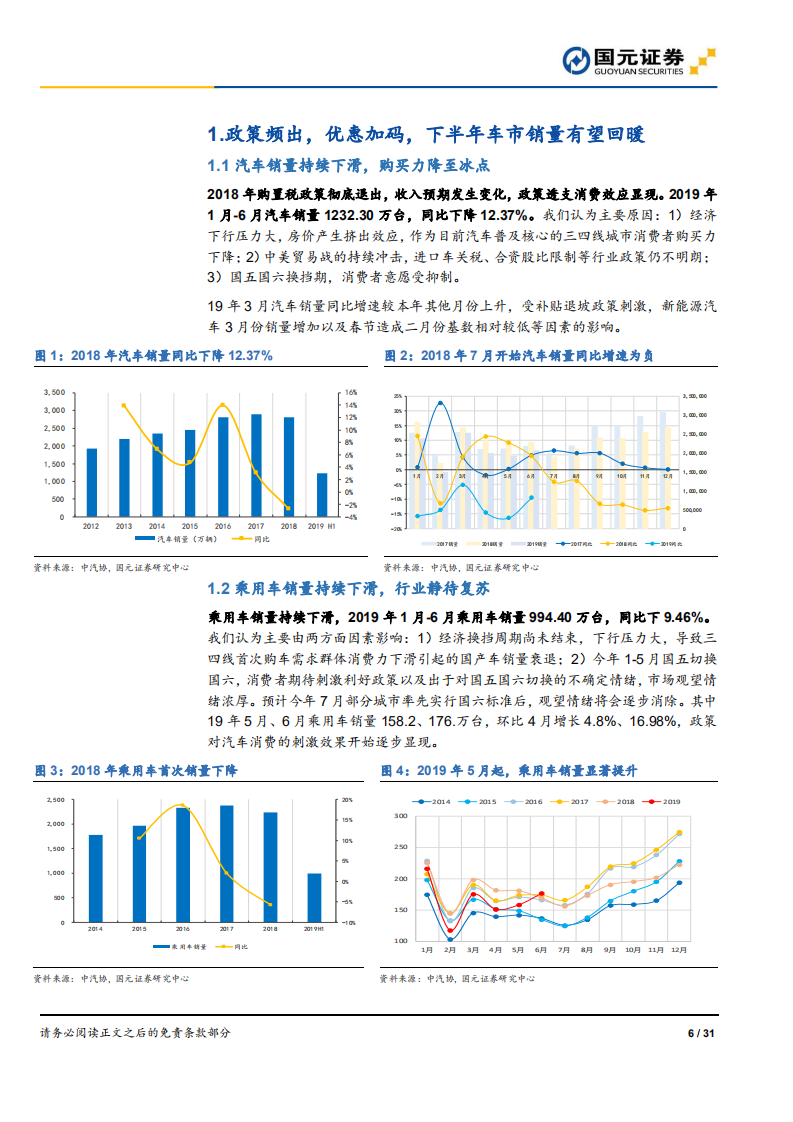汽车与汽车零部件H1行业跟踪：政策频出车市销量有望回暖，国产替代零部件整体逻辑不变-190719.pdf 第6页