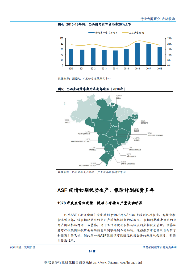 -农林牧渔行业非洲猪瘟之巴西经验：养殖密度是重要影响因素，屠宰企业推动行业整合-190425.pdf 第6页