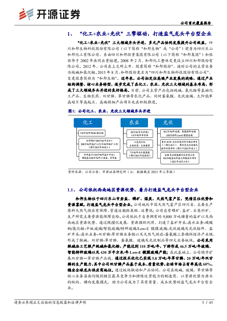 和邦生物-公司首次覆盖报告：&ldquo;化工+农业+光伏&rdquo;齐头并进，平台型布局助力业绩高增长-20211218.pdf 第5页