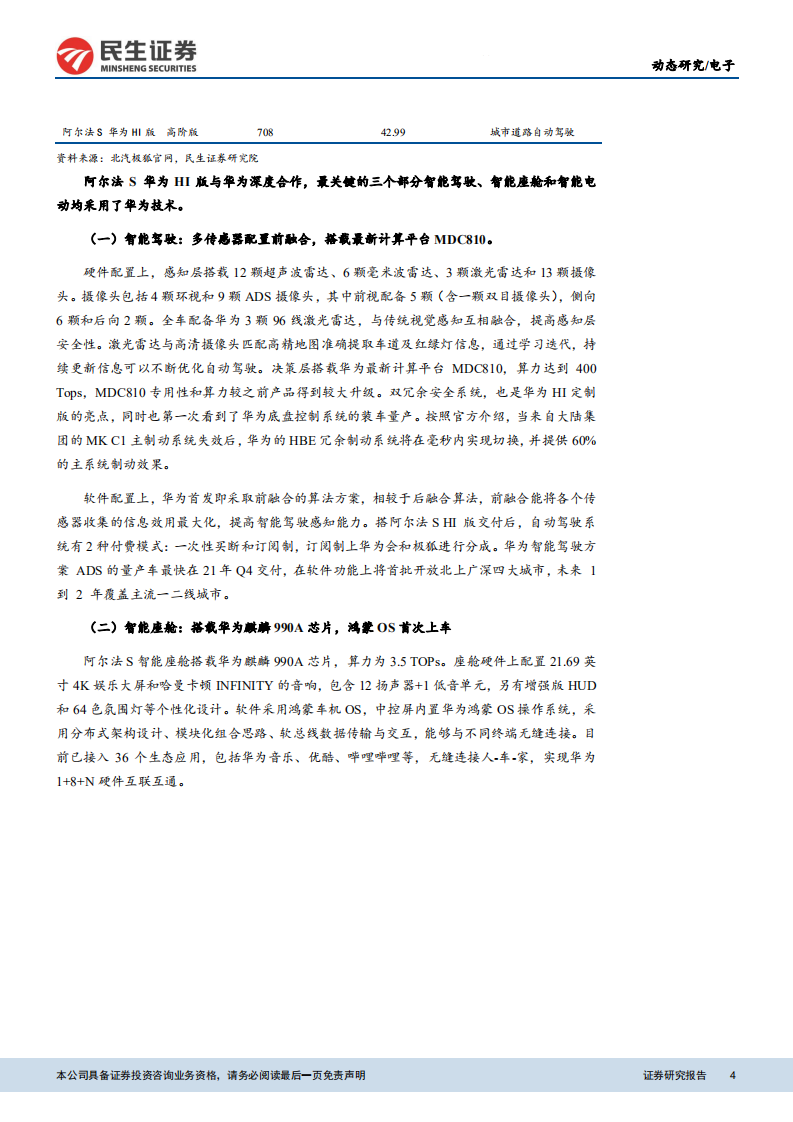 电子行业：华为HI上车，智能驾驶迎重磅风口-210419.pdf 第4页