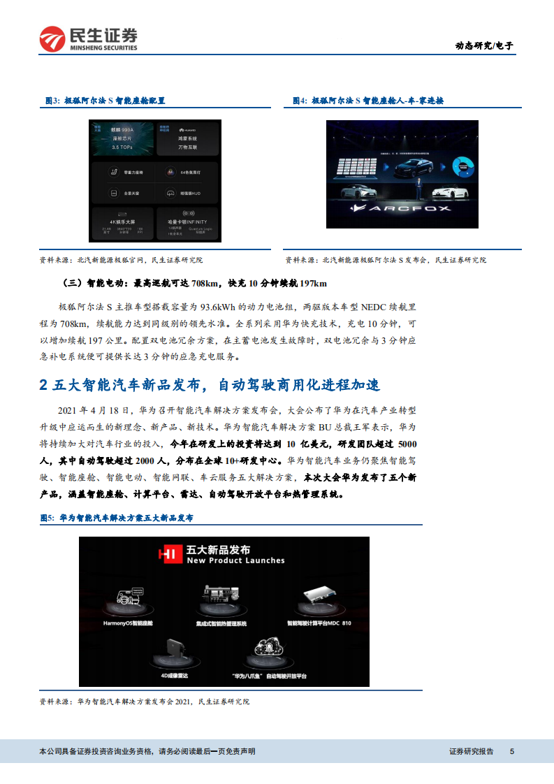 电子行业：华为HI上车，智能驾驶迎重磅风口-210419.pdf 第5页