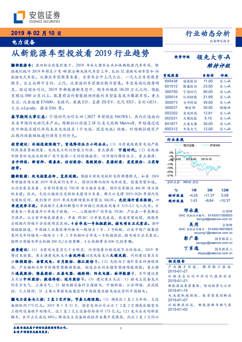 电力设备：从新能源车型投放看2019行业趋势.pdf 第1页