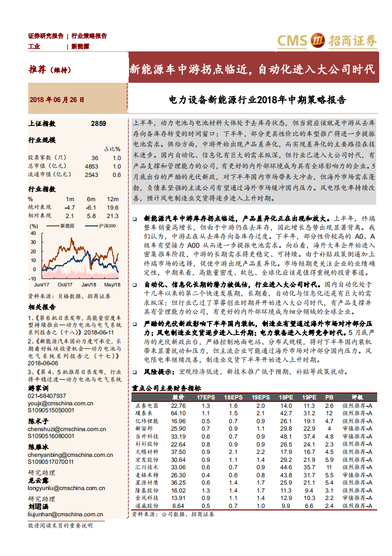 电力设备新能源行业2018年中期策略报告：新能源车中游拐点临近，自动化进入大公司时代-180626.pdf 第1页