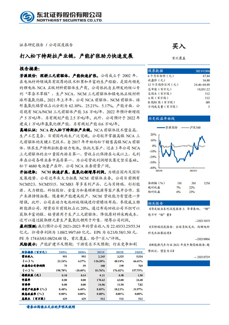 芳源股份-打入松下特斯拉产业链，产能扩张助力快速发展-211206.pdf 第1页