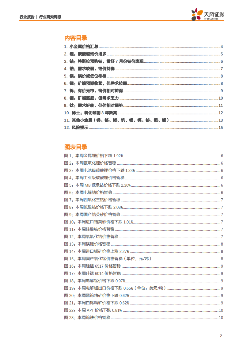 稀有金属行业：小金属，氧化铽创8年新高，特斯拉预购钴-200621.pdf 第2页