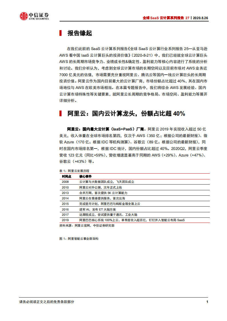 科技行业全球SaaS云计算系列报告27：中美IaaS云计算巨头比较，亚马逊AWSvs阿里云-20200826.pdf 第6页