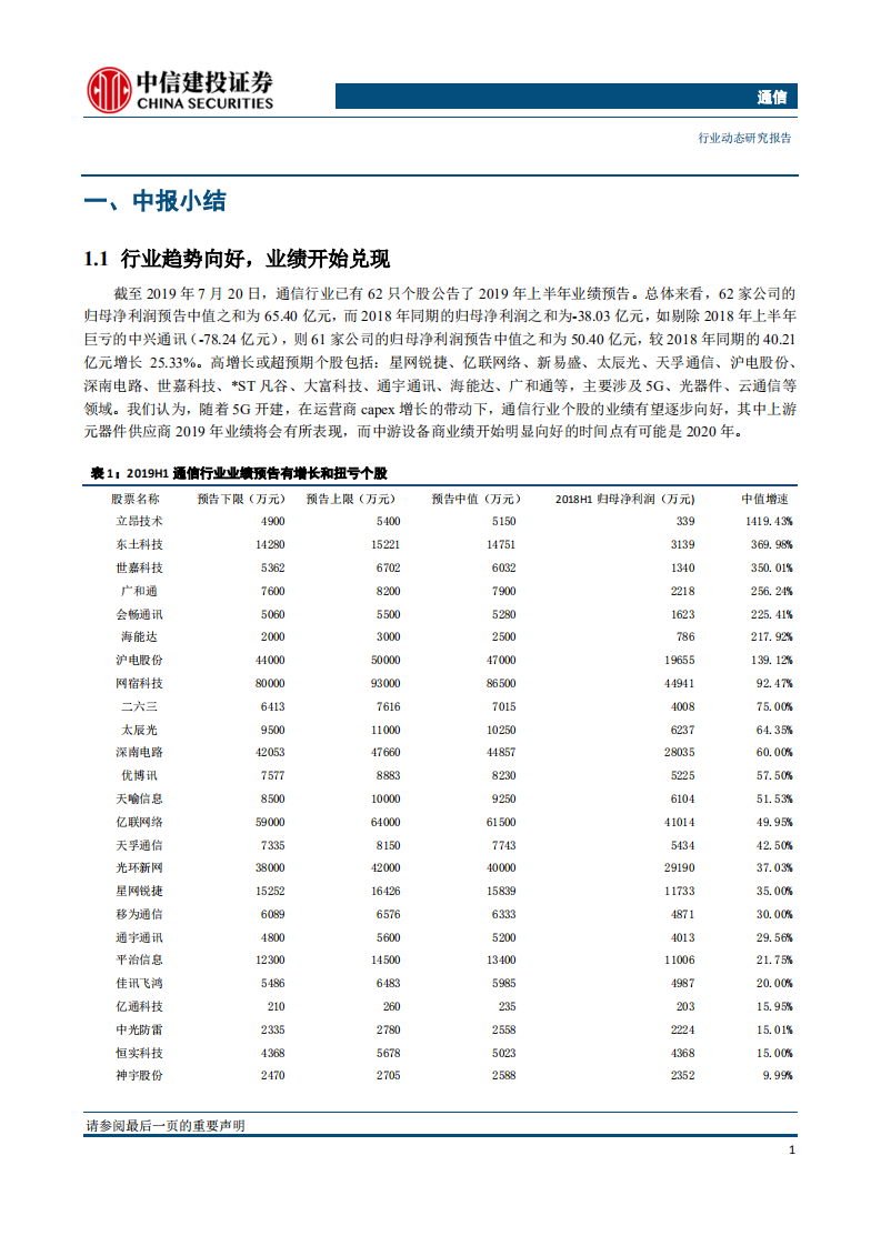 通信行业：行业趋势向好，业绩开始兑现，建议持续关注5G、云计算领域-190721.pdf 第3页