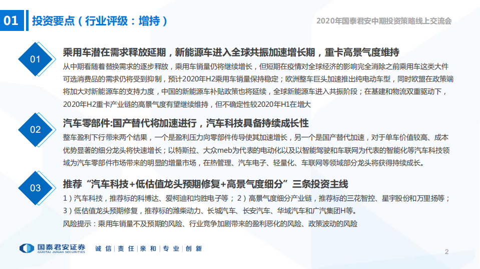 2020年汽车行业中期投资策略报告：分化的整车需求和崛起的汽车科技-200602.pdf 第2页