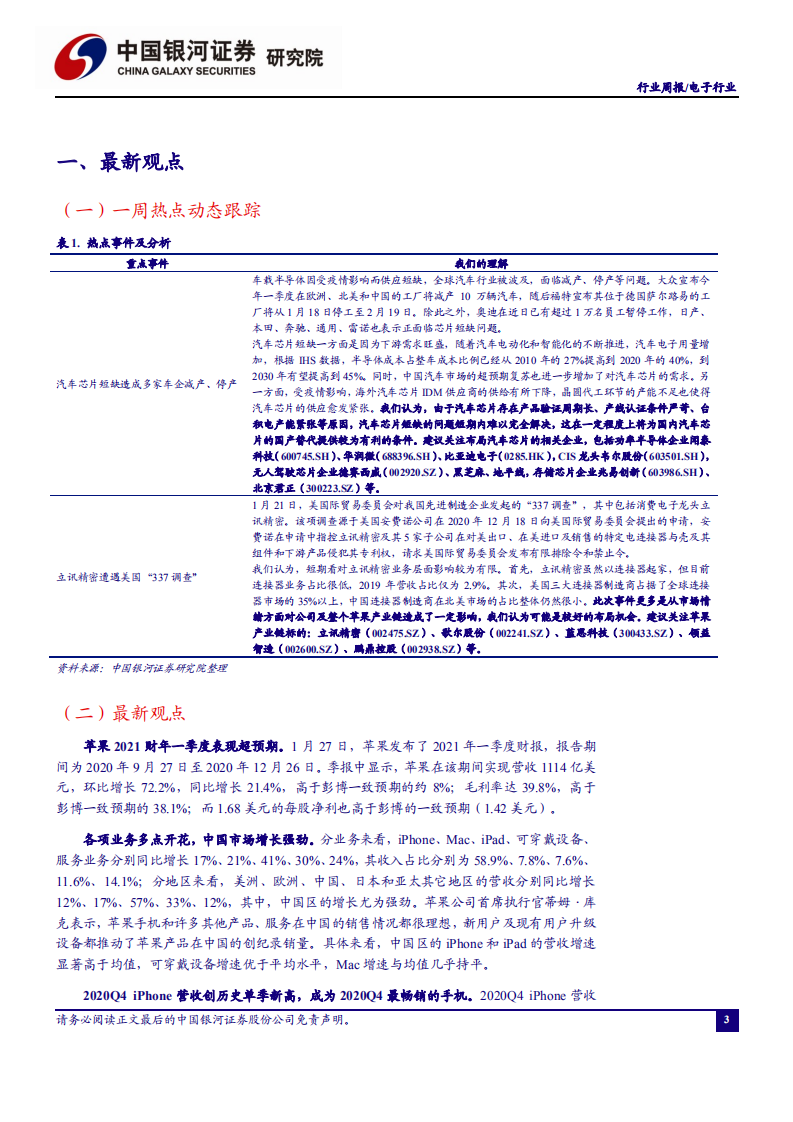 电子行业：汽车缺芯引发关注，苹果产业链基本面依然向好-210131.pdf 第3页