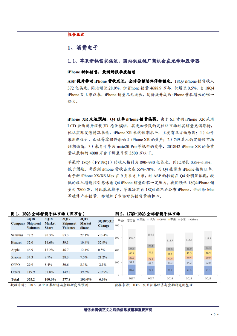 电子行业投资策略报告：手机关注规格升级创新点，5G、汽车电子为未来大方向-181125.pdf 第5页