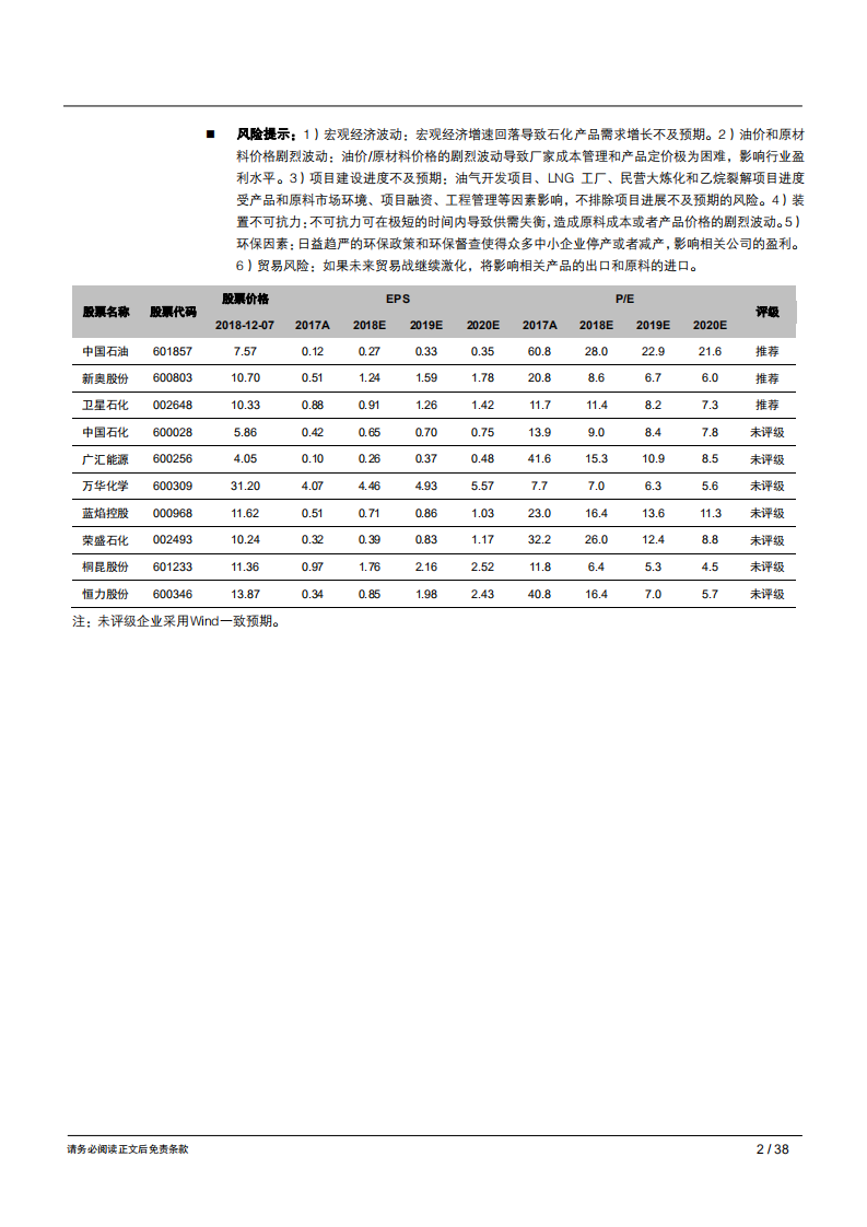 2019年石油石化行业年度策略报告：价涨量增促油气，产业重塑利化工-181212.pdf 第2页