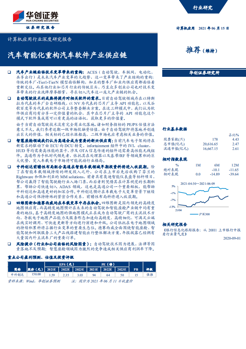 计算机应用行业深度研究报告：汽车智能化重构汽车软件产业供应链-210615.pdf 第1页