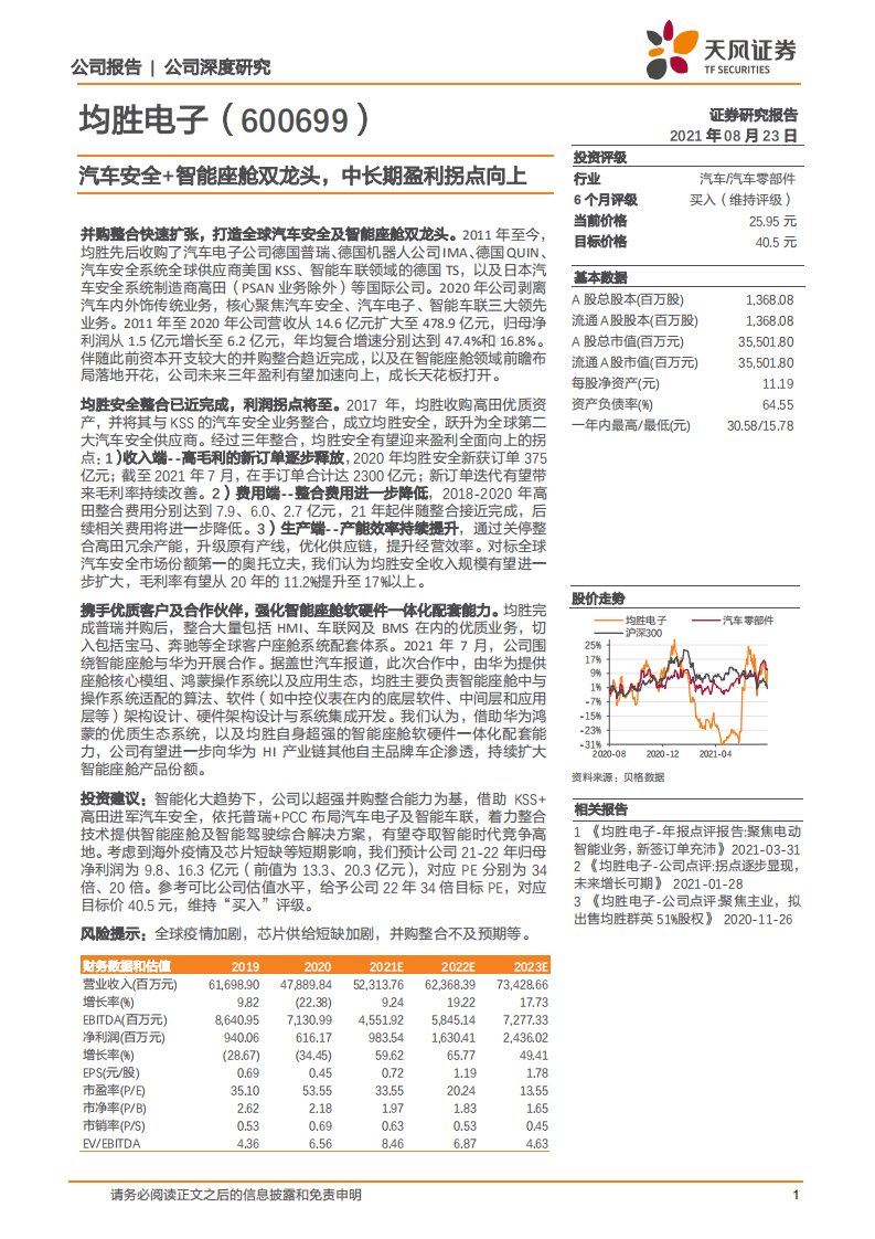 均胜电子-汽车安全+智能座舱双龙头，中长期盈利拐点向上-210823.pdf 第1页