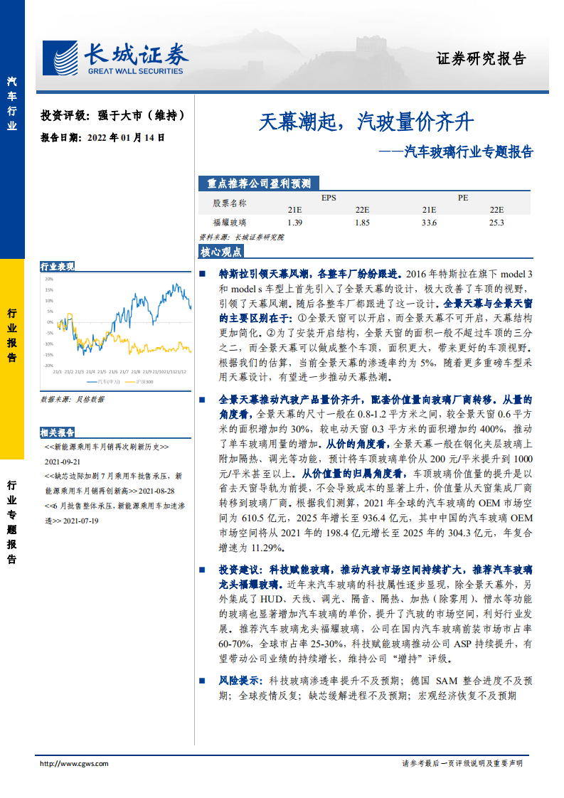 汽车玻璃行业专题报告：天幕潮起，汽玻量价齐升-220114.pdf 第1页