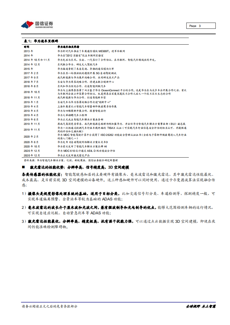 汽车汽配行业华为汽车系列之八：华为发布高性能车规级激光雷达，年产10万套产线推进-2020201224.pdf 第3页