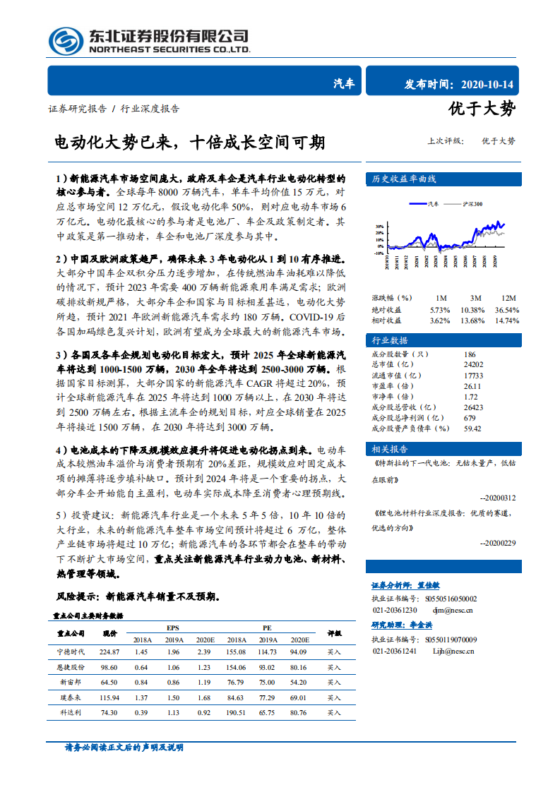 汽车行业：电动化大势已来，十倍成长空间可期-20201014.pdf 第1页