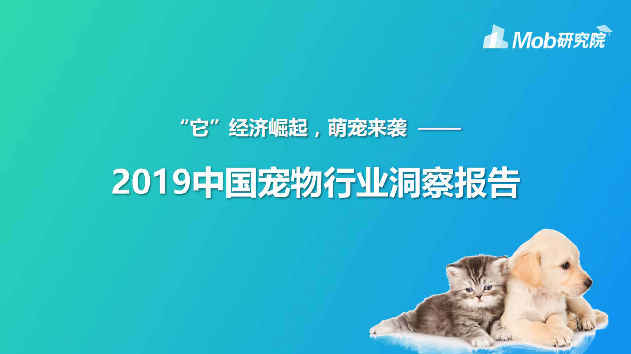 Mob研究院：2019中国宠物行业洞察报告-&ldquo;它&rdquo;经济崛起，萌宠来袭.pdf 第1页