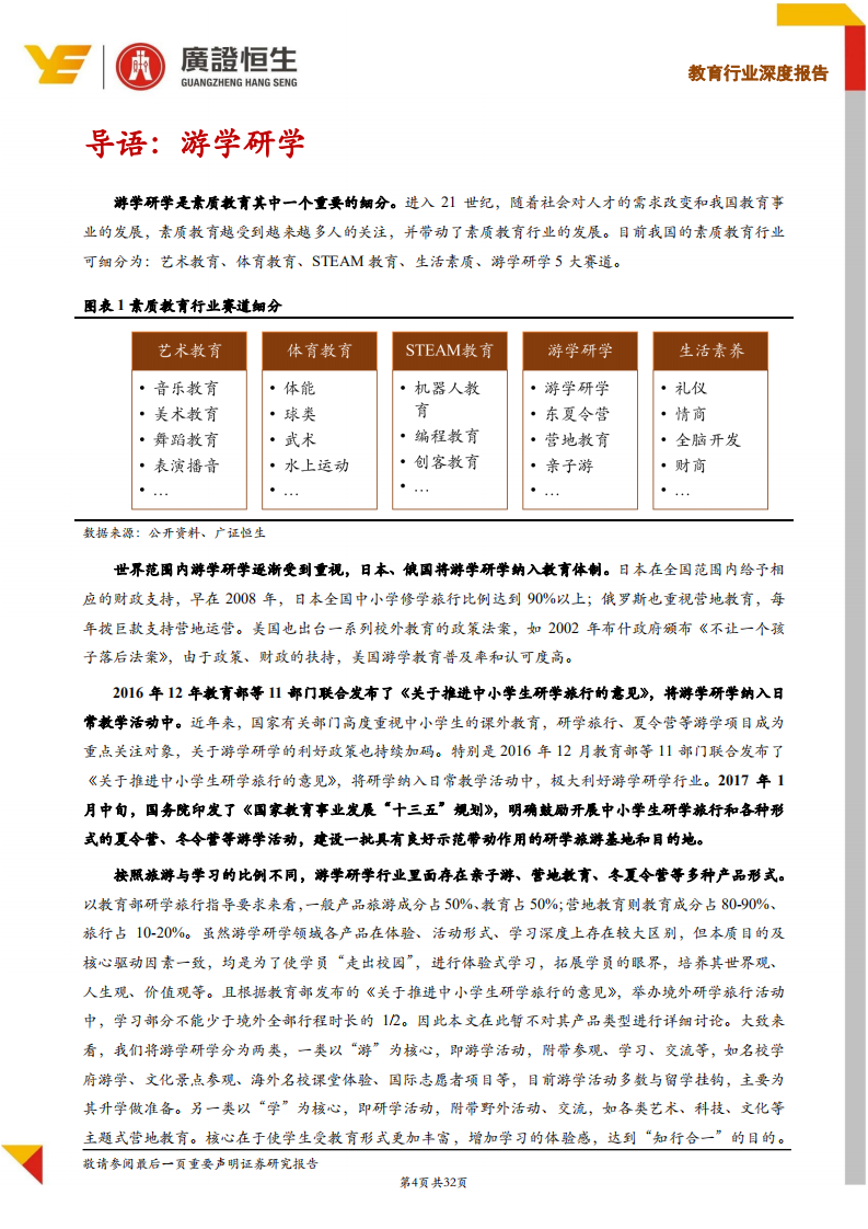 教育行业素质教育系列Ⅱ：横跨教育和旅游双万亿市场，游学研学行业投资机会深度解码-180814.pdf 第4页