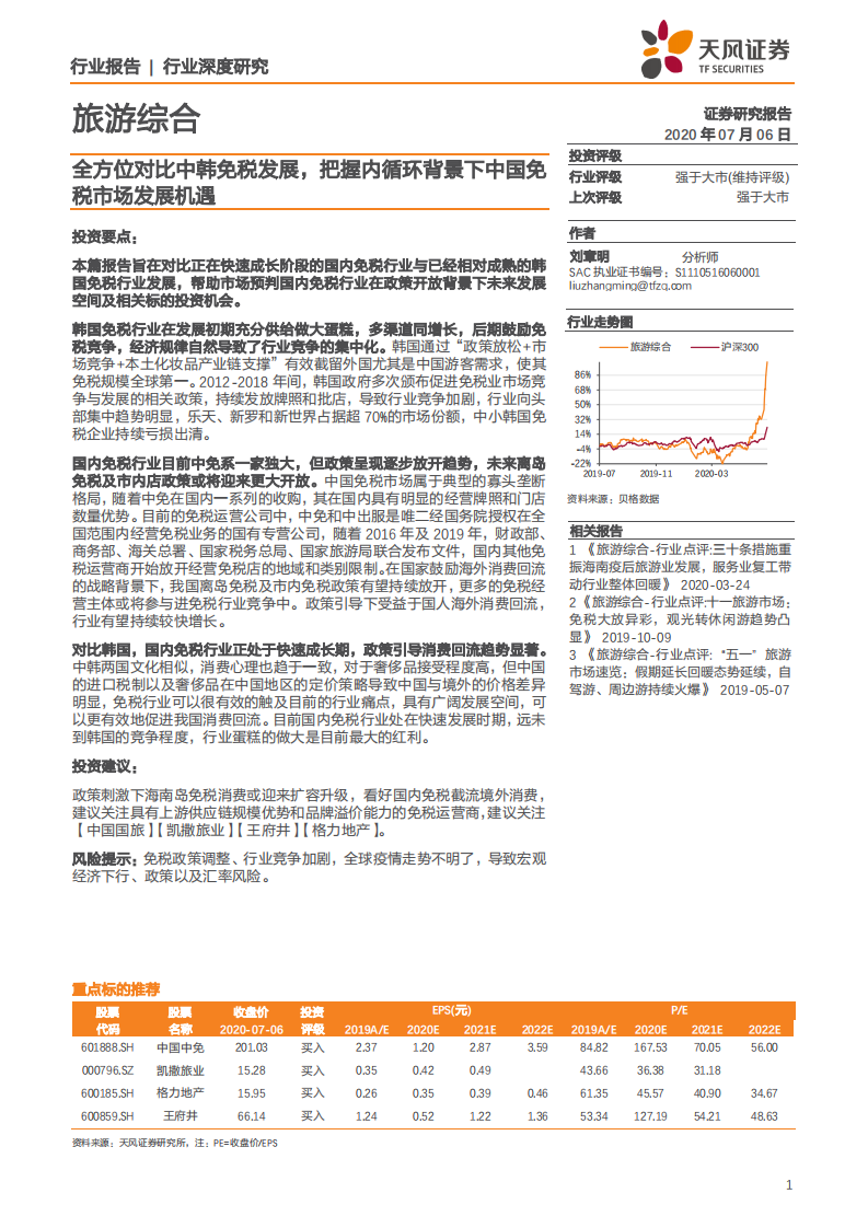 旅游综合行业：全方位对比中韩免税发展，把握内循环背景下中国免税市场发展机遇-20200706.pdf 第1页