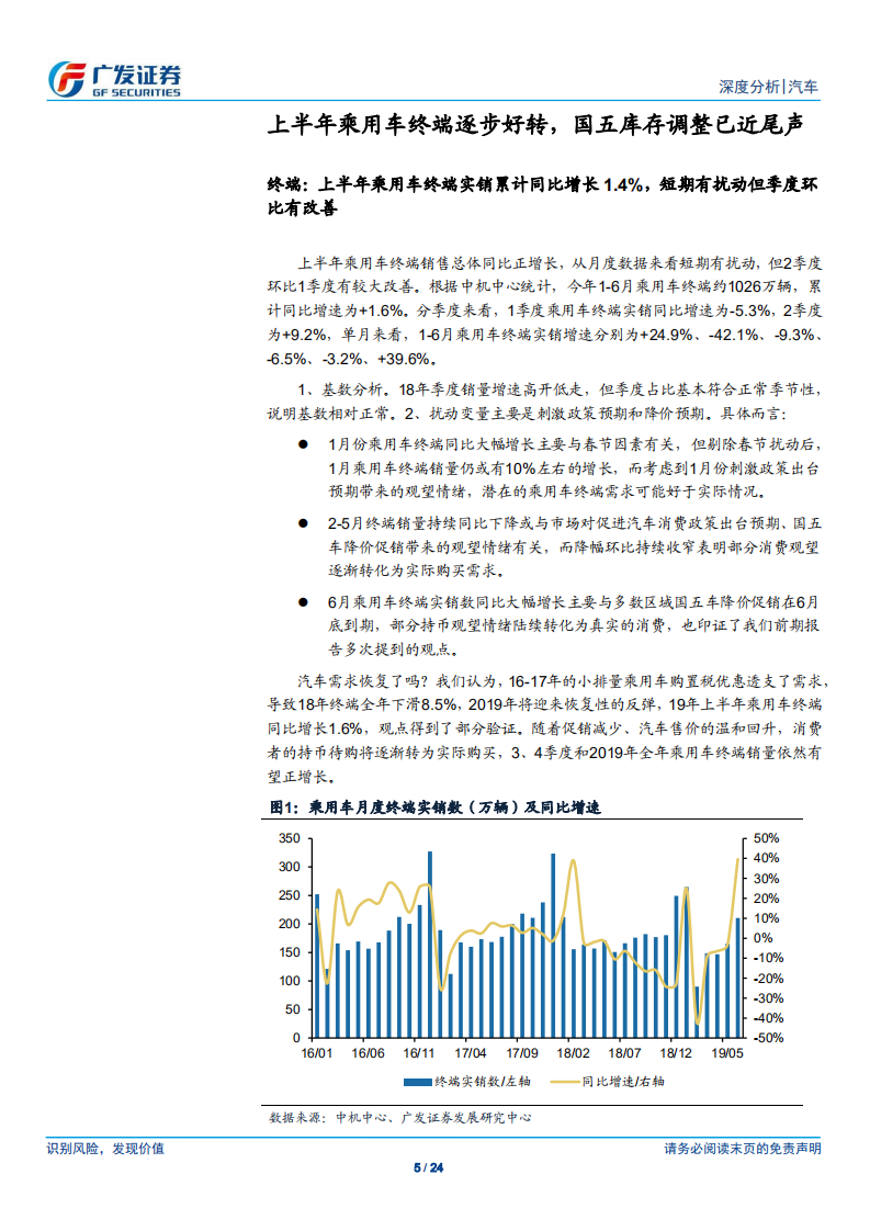 汽车行业19H1乘用车市场回顾：不依赖刺激政策，终端销量录得同比增长+1.6%-190719.pdf 第5页