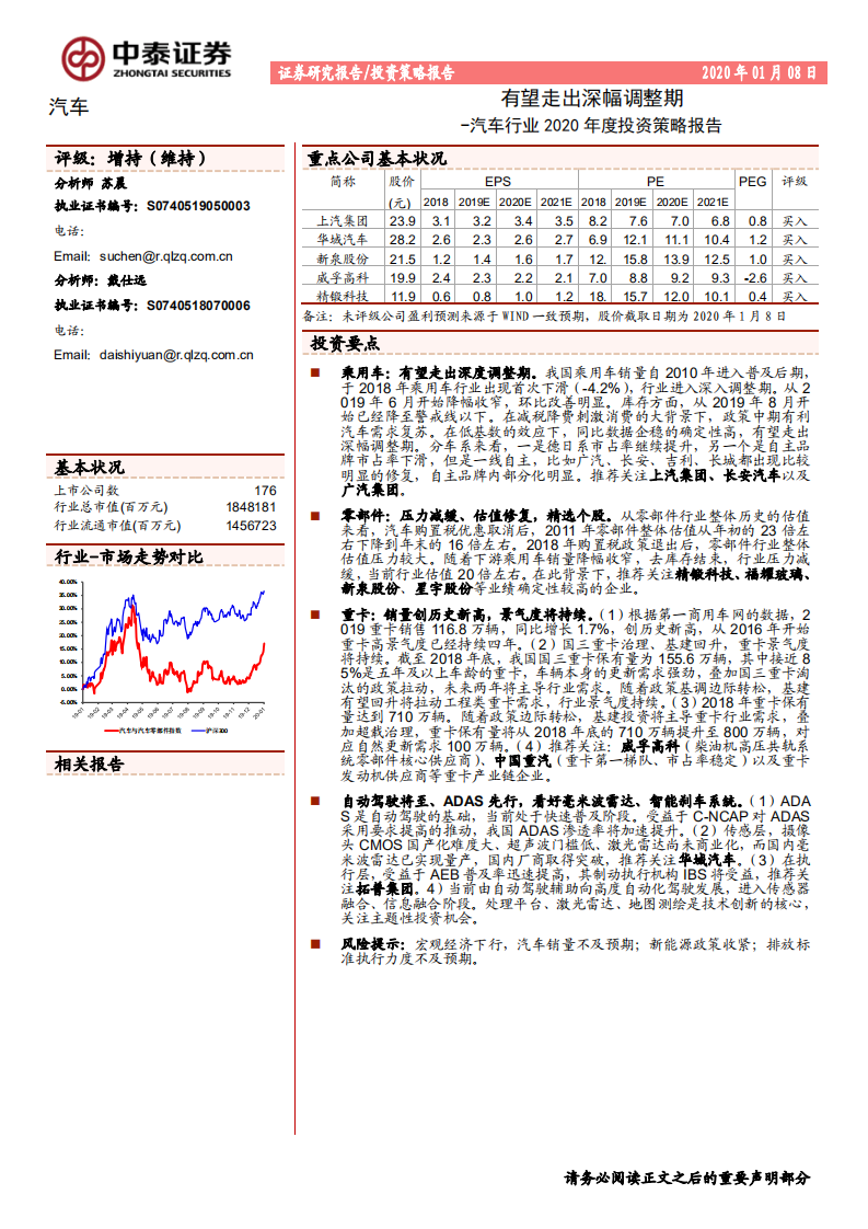 汽车行业2020年度投资策略报告：有望走出深幅调整期-200108.pdf 第1页