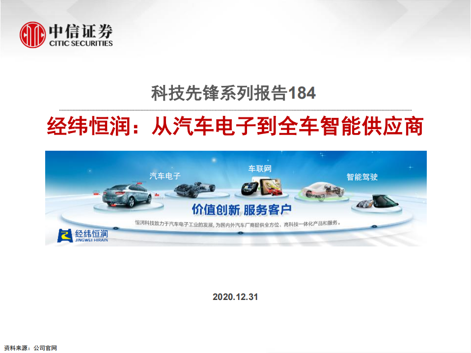 汽车行业科技先锋系列报告184：经纬恒润~从汽车电子到全车智能供应商-20201231.pdf 第1页