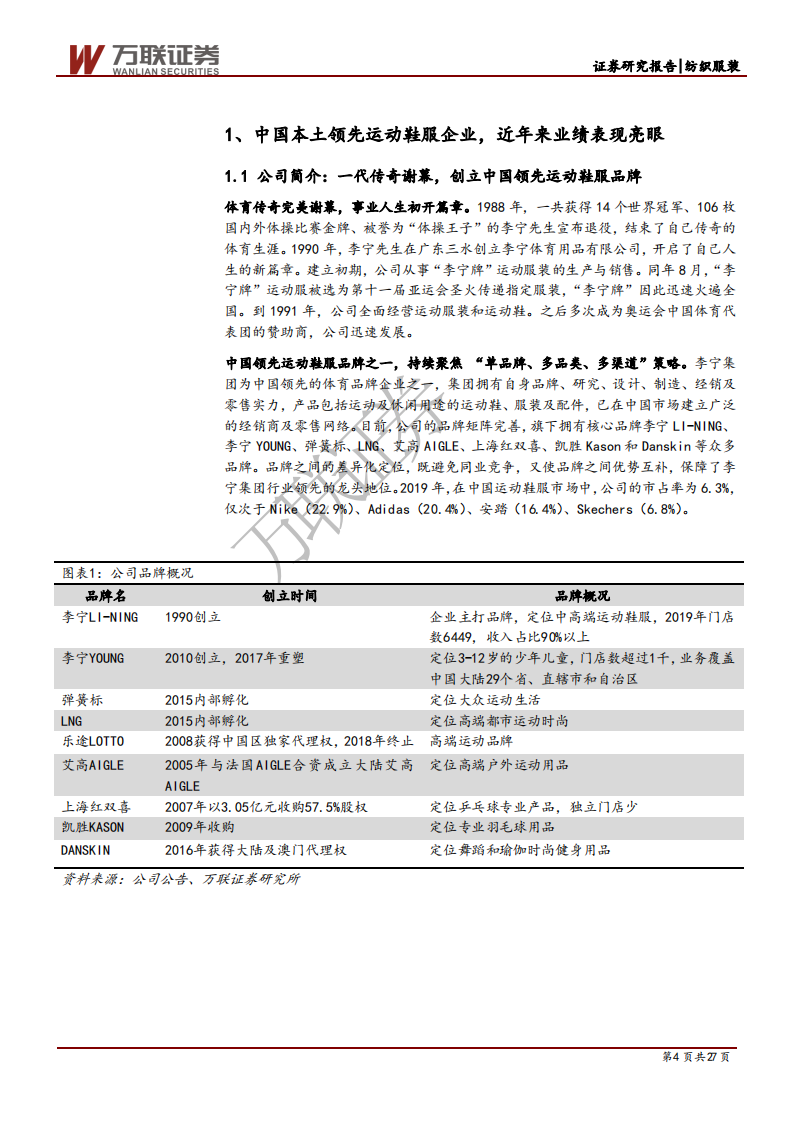纺织服装行业：消费升级系列报告之运动鞋服篇（二），案例分析，透过李宁波澜壮阔的30年看国货崛起之路-20200630.pdf 第4页