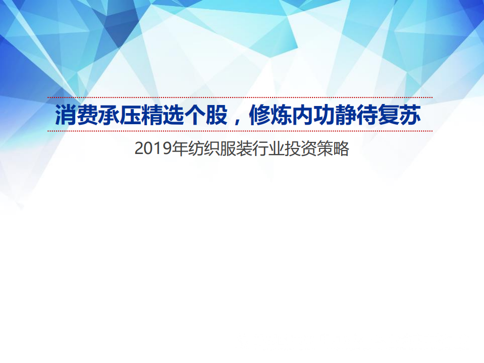 纺织服装行业2019年投资策略：消费承压精选个股，修炼内功静待复苏-181120.pdf 第1页