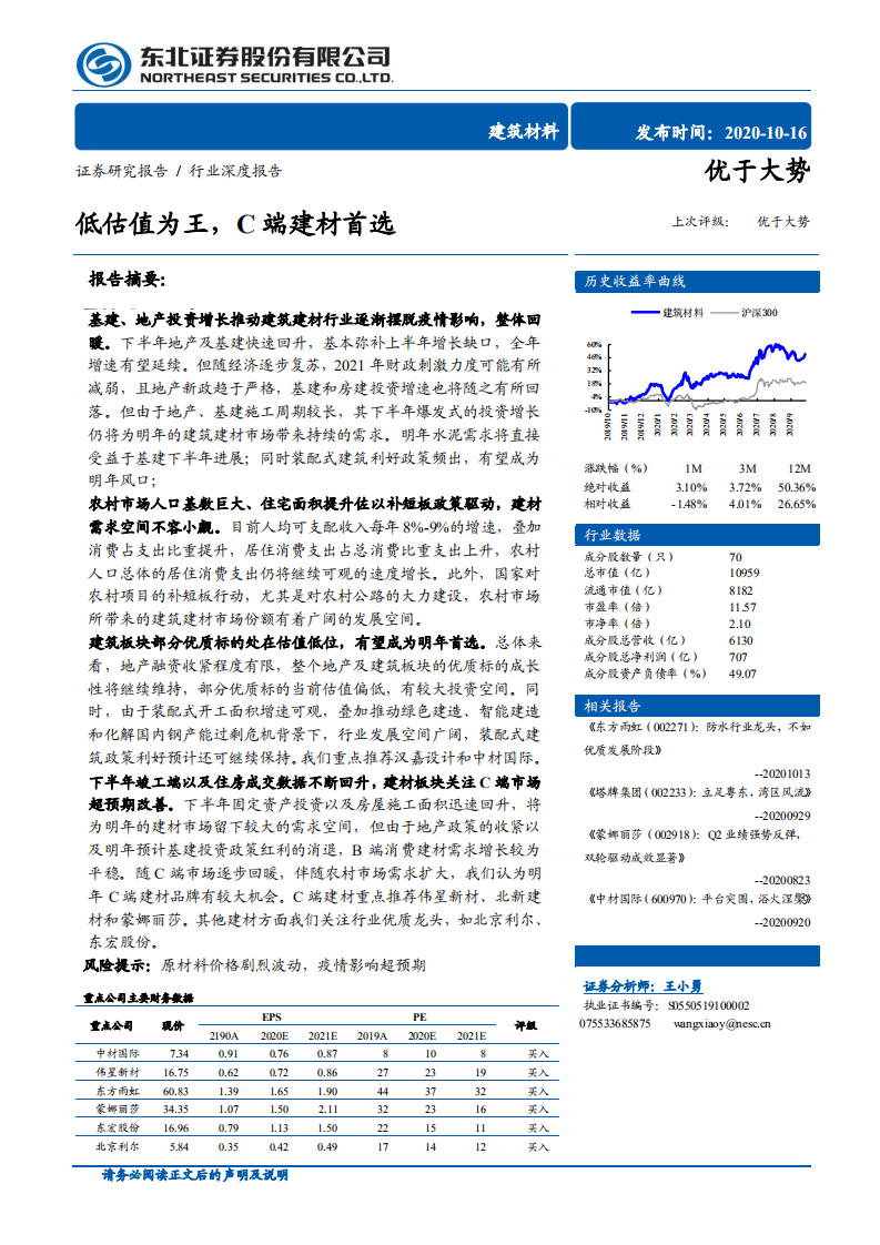 建筑建材行业：低估值为王，C端建材首选-20201016.pdf 第1页