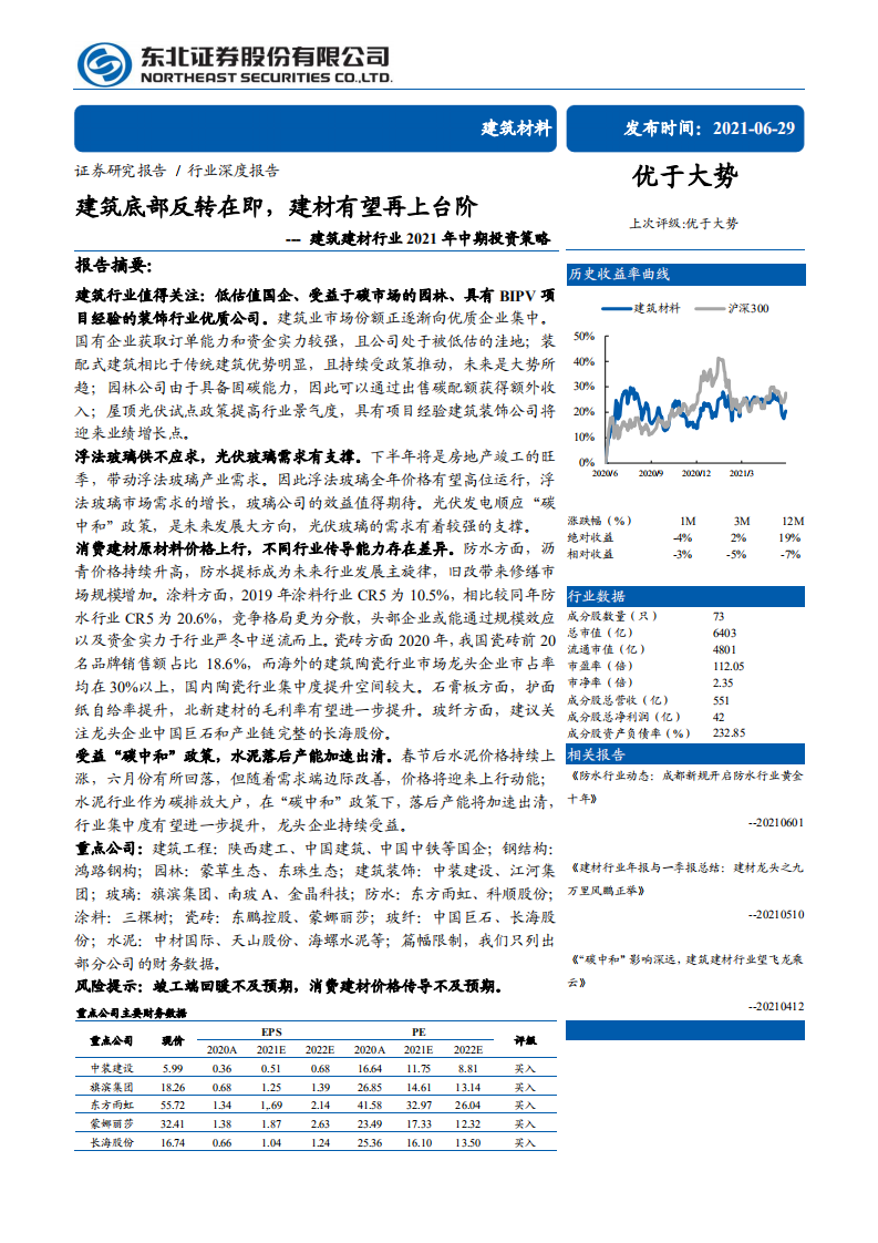 建筑建材行业2021年中期投资策略：建筑底部反转在即，建材有望再上台阶-210629.pdf 第1页