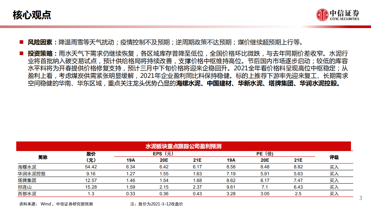 水泥行业首批纳入碳交易试点，供给改善支撑价格中枢高位-210314.pdf 第3页