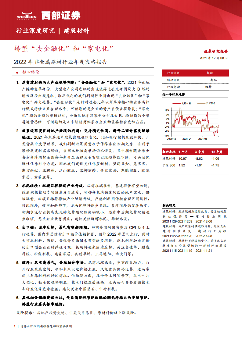 2022年非金属建材行业年度策略报告：转型&ldquo;去金融化&rdquo;和&ldquo;家电化&rdquo;-211208.pdf 第1页